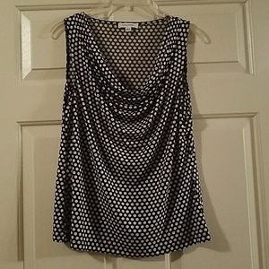 Calvin Klein B&W Polka Dot Sleeveless Blouse